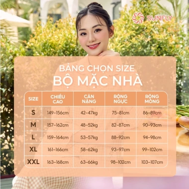 Đồ bộ mặc nhà nữ trung niên mùa hè SUNFLY SP2.252 áo cộc quần dài cotton co dãn mềm mát 458,100₫ 5
