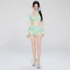 Đồ bơi kín đáo bikini đi biển cho nữ 2 mảnh set 4 chi tiết áo dài tay kèm chân váy có mút màu loang du lịch mùa hè B3 4