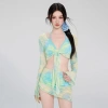 Đồ bơi kín đáo bikini đi biển cho nữ 2 mảnh set 4 chi tiết áo dài tay kèm chân váy có mút màu loang du lịch mùa hè B3 6