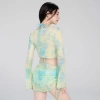 Đồ bơi kín đáo bikini đi biển cho nữ 2 mảnh set 4 chi tiết áo dài tay kèm chân váy có mút màu loang du lịch mùa hè B3 7