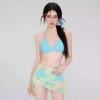 Đồ bơi kín đáo bikini đi biển cho nữ 2 mảnh set 4 chi tiết áo dài tay kèm chân váy có mút màu loang du lịch mùa hè B3 8