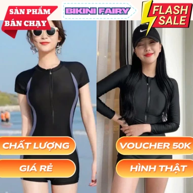 Đồ Bơi Liền Thân Hàn Quốc Size M-L-XL Tay Ngắn/Dài, Che Khuyết Điểm, Vải Cao Cấp 199k