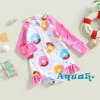 Đồ Bơi Liền Thân Tay Dài Họa Tiết Bánh Donut Xinh Cho Bé Gái Giảm Giá 164.916 VND 3