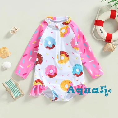 Đồ Bơi Liền Thân Tay Dài Họa Tiết Bánh Donut Xinh Cho Bé Gái Giảm Giá 164.916 VND 7
