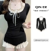 Đồ bơi một mảnh dài tay vintage Pháp - Che phủ toàn bộ, giảm béo, phù hợp suối nước nóng, chỉ 210.192₫