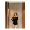 Đồ bơi một mảnh nữ giảm béo, che khuyết điểm, viền ren tay dài, gọng tăng vòng một - Siêu ưu đãi 220k 8