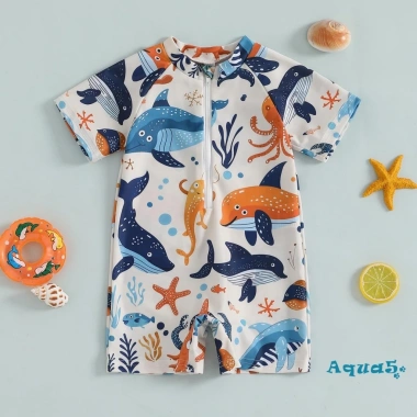 Đồ bơi trẻ em Aqua Toddler hình cá mập tay ngắn, cổ đứng, dây kéo, chống nắng - Giá ưu đãi 128k 3