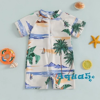 Đồ bơi trẻ em Aqua Toddler hình cá mập tay ngắn, cổ đứng, dây kéo, chống nắng - Giá ưu đãi 128k 7