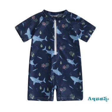 Đồ bơi trẻ em Aqua Toddler hình cá mập tay ngắn, cổ đứng, dây kéo, chống nắng - Giá ưu đãi 128k 10