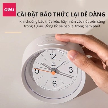 Đồng hồ báo thức để bàn Deli LE300 - Đèn kim trôi, chuông reo, nhựa sang trọng, giá chỉ 175.000₫ 3