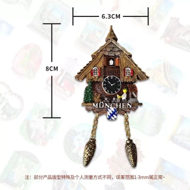 Đồng Hồ Cuckoo Retro Tủ Lạnh Dán Munich - Lưu Niệm Du Lịch Sáng Tạo 3D Trang Trí Nhà Cửa 3