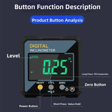 Đồng hồ đo độ dốc MAOYE66SY LCD chống nước - Đo góc điện tử, độ nghiêng, chính xác cao, 281.600₫