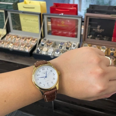 Đồng hồ nam Longines sapphire L262 38mm vạch giờ, dây da, máy cơ Nhật - 2.849.000₫