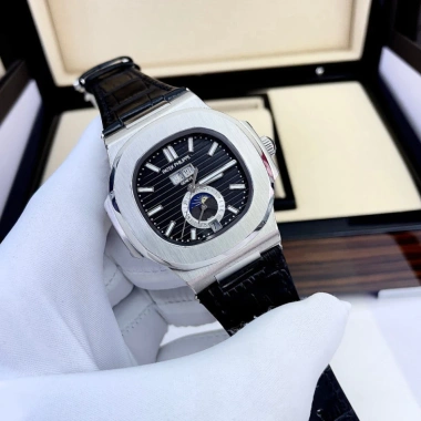 Đồng hồ nam Patek Philipp PA525 40mm viền trơn, dây da, máy cơ Automatic Nhật - Giá 2,850,000, tặng hộp đẹp