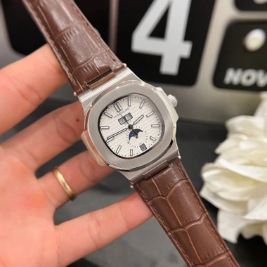Đồng hồ nam Patek Philipp PA525 40mm viền trơn, dây da, máy cơ Automatic Nhật - Giá 2,850,000, tặng hộp đẹp