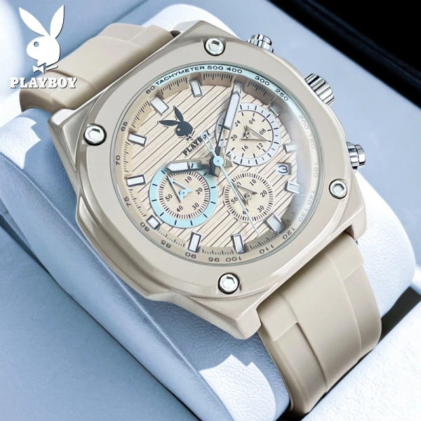 Hình ảnh sản phẩm Đồng hồ nam PLAYBOY 3.060 chính hãng Dạ quang, chống nước, lịch đa chức năng, giảm còn 786.500₫