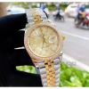Đồng hồ nam Rolex cơ Automatic mặt vàng dạ quang viền đá 41-40mm - Tặng hộp đẹp, giảm 17%