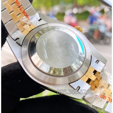 Đồng hồ nam Rolex cơ Automatic mặt vàng dạ quang viền đá 41-40mm - Tặng hộp đẹp, giảm 17%