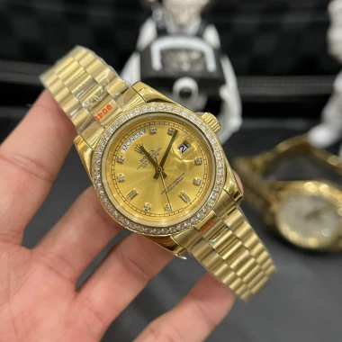 Đồng Hồ Nam RoLex Sapphire RA82 Vàng Viền Đá - Automatic Nhật, Tặng Hộp Đẹp, Giá 2.55 Triệu