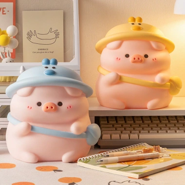 Doodle Pig Piggy Bank Trẻ Em - Búp Bê Vinyl Chống Sốc, Heo Đất Dung Lớn, Quà Tặng