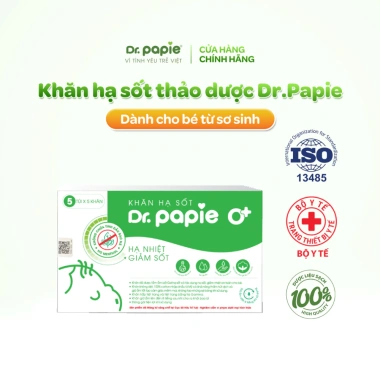 Dr.Papie 0+ hạ sốt vật lý, ngăn ngừa co giật bé sơ sinh 25 khăn/hộp 153.000đ 9