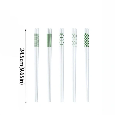 Đũa Sushi Gốm 5 Đôi Họa Tiết Hình Học Chống Bỏng-Phong Cách Ins, Giá Ưu Đãi 147k