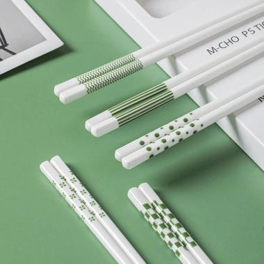 Đũa Sushi Gốm 5 Đôi Họa Tiết Hình Học Chống Bỏng-Phong Cách Ins, Giá Ưu Đãi 147k