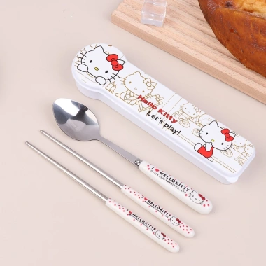 Đũa Thìa Nĩa Thép Không Gỉ Anime - Bộ Đồ Ăn Di Động COD Giá Ưu Đãi 42.300₫