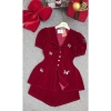 Đùi siêu xinh Tết Noel chất nhung áo tay ngắn cổ V cột nơ, gài nút, phụ kiện bướm - Set MININA chỉ 199.000 VND 2