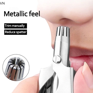 Dụng cụ cắt tỉa lông mũi thép không gỉ lưỡi sắc bén, an toàn, kèm cọ