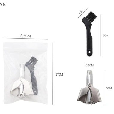Dụng cụ cắt tỉa lông mũi thép không gỉ lưỡi sắc bén, an toàn, kèm cọ