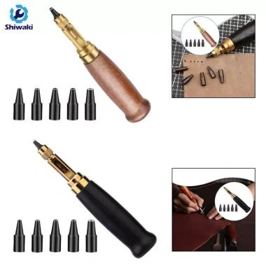 Dụng cụ đục lỗ tự động 6 đầu cắt yên tĩnh, tay cầm gỗ - Thủ công chuyên nghiệp 143k