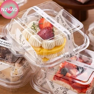 Dụng cụ nướng bánh N2HAO 10/50 cái Vỏ sò nhựa Bento, hộp bánh V2, tiện đóng gói 4