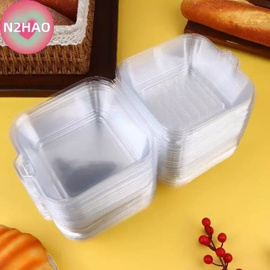 Dụng cụ nướng bánh N2HAO 10/50 cái Vỏ sò nhựa Bento, hộp bánh V2, tiện đóng gói 10