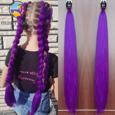 Đuôi Ngựa 30inch Co Giãn 2 Chiếc Dây Buộc Tóc Bím Tím DIY Dài Thẳng Trẻ Em & Người Lớn - 85.320₫