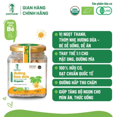 Đường hoa dừa cho bé Sokfarm organic USDA EU JAS, không tinh luyện, ngọt thanh, dễ ăn – chỉ 106.000₫