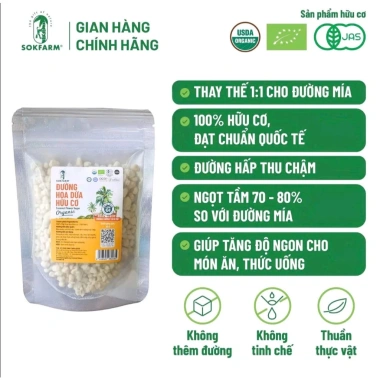 Đường hoa dừa Organic Sokfarm 80gr USDA EU JAS không tinh luyện an toàn 98.000₫