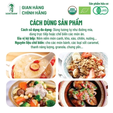 Đường hoa dừa Organic Sokfarm 80gr USDA EU JAS không tinh luyện an toàn 98.000₫