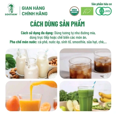 Đường hoa dừa Organic Sokfarm 80gr USDA EU JAS không tinh luyện an toàn 98.000₫