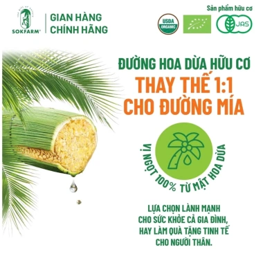 Đường hoa dừa Organic Sokfarm 80gr USDA EU JAS không tinh luyện an toàn 98.000₫
