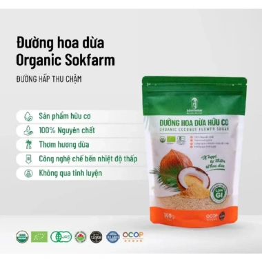 Đường Hoa Dừa Organic Sokfarm – Vị ngọt tự nhiên, hương dừa nhẹ, chỉ số đường thấp, chỉ 145k