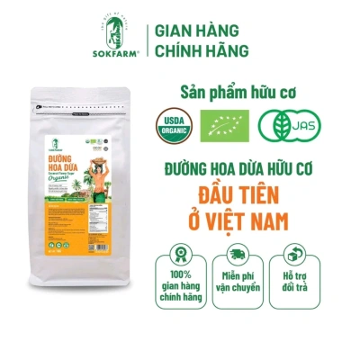 Đường Mật Hoa Dừa Organic Sokfarm - Ngọt thanh tự nhiên, chỉ số đường thấp, không qua tinh luyện - 145.000₫