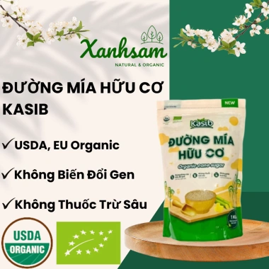 Đường Mía Hữu Cơ 1kg KASIB XanhSam - Ngọt tự nhiên, an toàn, giảm giá
