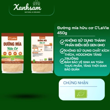 Đường mía hữu cơ CLaVie 450g - Ngọt tự nhiên, không chất bảo quản, giá giảm 46.250₫