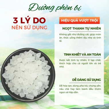 Đường phèn bi 1kg tự nhiên, không tạp chất, dùng cho chưng, nấu chè, làm bánh - 45.000 VND