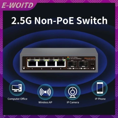 E-WOITD 2.5Gbps Ethernet 4 cổng 2.500Mbps Bộ chuyển đổi mạng 2 cổng 10G Hub Lab chia Internet nhanh giá 681.280đ