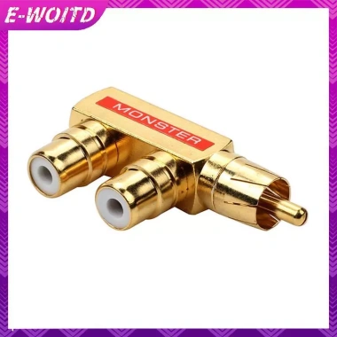 E-WOITD Adapter DIY Mạ Vàng AV Bộ Chia Âm Thanh RCA 1 Nam Đến 2 Nữ F Connector