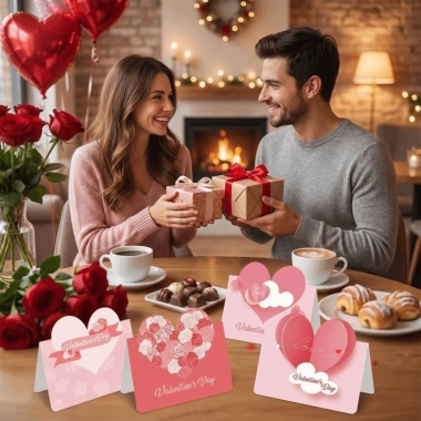 EBINLANDS 10 Thiệp Chúc Mừng Hình Trái Tim Gập Lại Viết Tay Giá 41.040₫ Cặp Đôi Cưới 7
