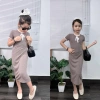 EMRI HOUSE - Đầm thun body dáng dài phối ren cho bé gái