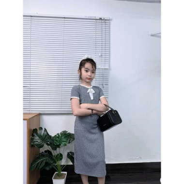 EMRI HOUSE - Đầm thun body dáng dài phối ren cho bé gái